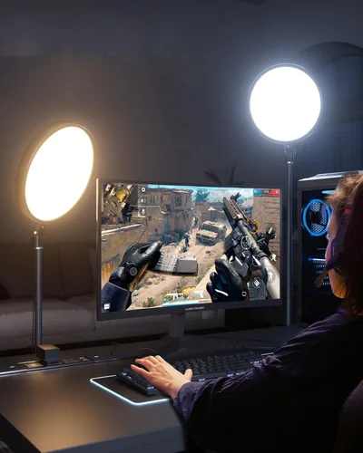 Vista 5 de TODI Anillo de luz grande con soporte de 79 pulgadas, anillo de luz para selfie de pantalla completa de 6500 K con soporte y soporte para teléfono