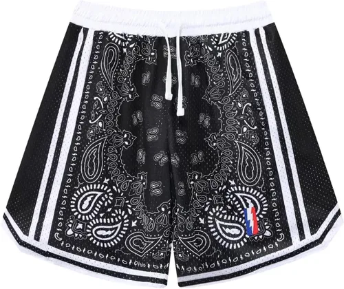 BOOMLEMON Pantalones cortos de baloncesto para hombre, pantalones cortos de entrenamiento atléticos de cachemira, pantalones cortos de malla con