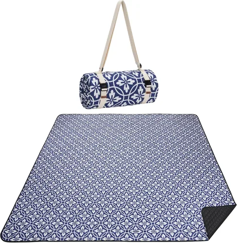 Vista 11 de WILLOW WEAVE Manta de pícnic, 80 x 80 pulgadas, impermeable, para exteriores, tapete de picnic lavable para playa, mantas de picnic para acampar