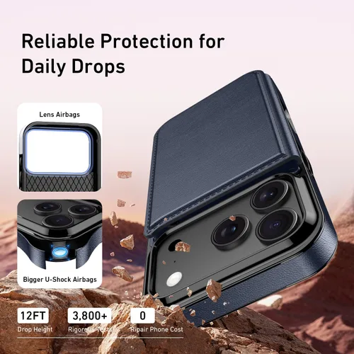 Vista 611 de LETO para iPhone 15 Pro Funda tipo cartera - Tapa tipo folio con patada - Diseños de moda - Tarjetero - Funda protectora para mujeres y niñas - 6.1