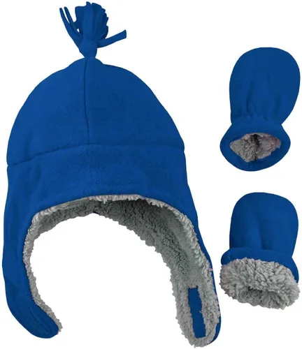 Vista 2 de N'Ice Caps - Conjunto de gorro y mitones de invierno con forro polar sherpa, para niños y bebés, para invierno