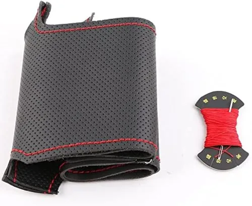 Funda de cuero negro para volante de automóvil para Chevrolet para Cruze 2009-2014 Cubierta de volante de coche cosida a mano