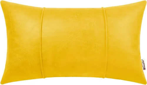 Vista 39 de BRAWARM Fundas de almohada de cuero azul marino de 12 x 20 pulgadas, funda de almohada lumbar de piel sintética con ribetes, almohada de cuero