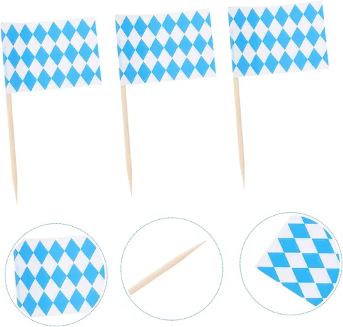 Vista 4 de 200 unidades de palillos de dientes Oktoberfest Hawaii decoraciones de fiesta palillo de dientes banderas para cóctel, insertos de pasteles