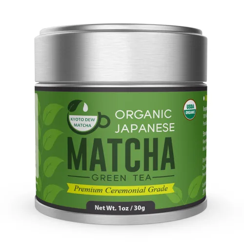 Vista 2 de Té verde en polvo de rocío Kyoto Matcha [USDA orgánico] grado premium té ceremonial japonés [1.06 onzas]