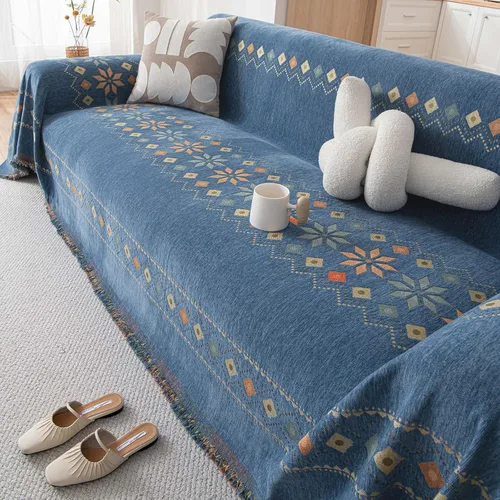 Vista 47 de VClife Funda de sofá bohemia para Navidad, 1 pieza, suave y cálida para sofá seccional, funda lavable de calabaza y jacquard negro para sofá biplaza