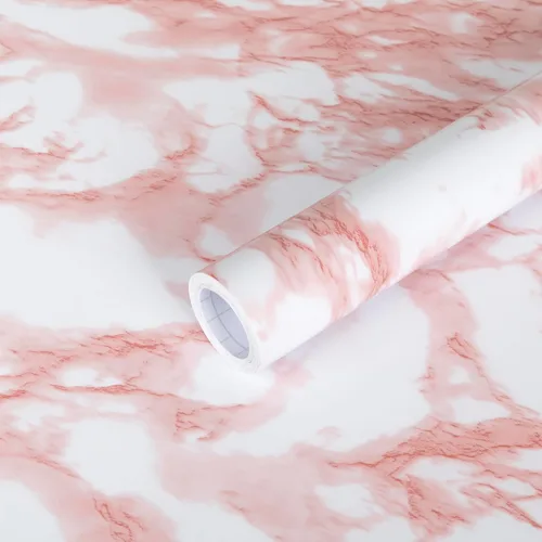 Vista 12 de PracticalWs 15.7 pulgadas × 118 pulgadas Papel tapiz de mármol rosa blanco adhesivo para pegar y despegar, encimeras autoadhesivas, vinilo