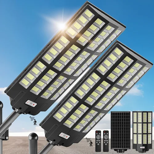 Vista 12 de 8000 W de luces solares para exteriores, luz solar de calle de 7000 K, luces solares comerciales para estacionamiento IP66 impermeables