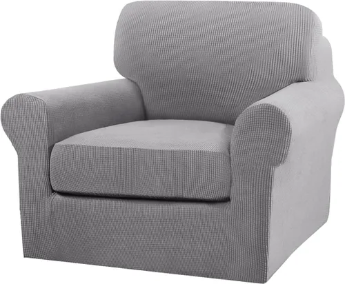 Vista 77 de Turquoize 2 fundas para sillas de sala de estar, funda de sofá con fundas de cojín individuales, funda de muebles para sillas (silla, beige biscotti)