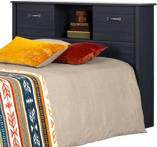 Vista 4 de South Shore Ulysses - Cabecero de estantería con puertas, matrimonial, arándanos Fall Oak