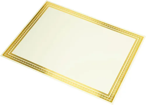 Vista 9 de Juvale Papel de certificado de lámina dorada, papel de premio compatible con impresora, papel de premio para impresión, cartulina de borde dorado