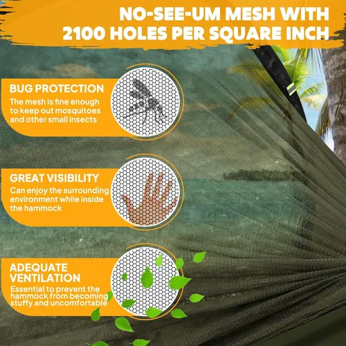 Vista 5 de Chihee - Hamaca ultraligera de camping para viajes, con red emergente, capacidad de carga de 299 kg, de nailon paracaídas transpirable y de secado