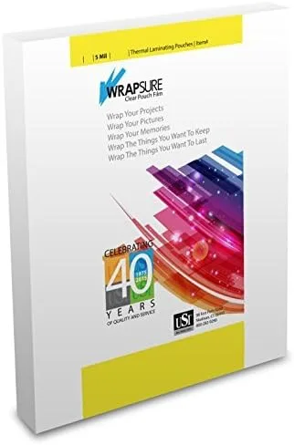USI WrapSure - Bolsas de laminación térmicas (calientes), tamaño legal, 5 mil de grosor, 9 x 14.5 pulgadas, brillo transparente, paquete de 100
