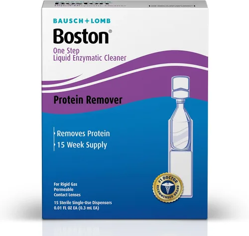 Limpiador enzimático líquido Boston One Step de Bausch + Lomb, 15 dispensadores estériles de un solo uso (paquete de 2)