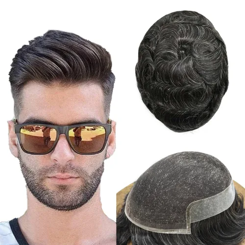 Vista 95 de Toupee - Sistema de cabello humano no quirúrgico para hombres Toupee indetectable de encaje para hombres, extensiones de cabello gris 100% cabello