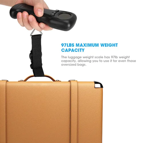 Vista 2 de Báscula de equipaje, báscula de equipaje de 97.0 lbs97 libras, báscula digital LCD para maletas para viajes, equipaje de aerolínea, paquetes de envío