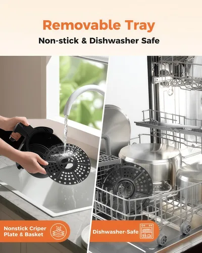 Vista 7 de Bear Freidora de aire pequeña 2.1 QT, Mini freidora de aire con control ajustable de tiempo y temperatura, tamaño compacto que ahorra espacio