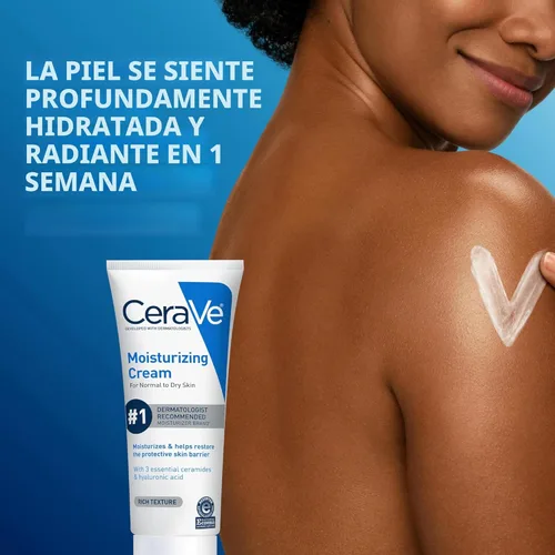 Vista 6 de CeraVe, crema hidratante, hidratante facial y corporal, piel normal a seca, 8 onzas líquidas