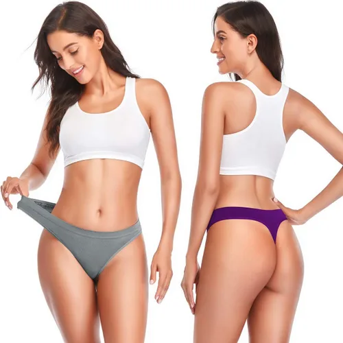 Vista 4 de Women Womens Low Underwear Thongs Thong Breathable Panties 6 Pack