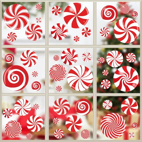Vista 13 de Calcomanías de Navidad para ventana, diseño de búfalo navideño, calcomanías de ventana extraíbles, decoración de ventanas para invierno, Navidad