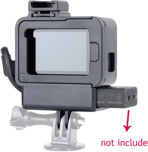 Vista 8 de V2 - Carcasa para vlogging con micrófono, soporte para zapata fría, compatible con GoPro Hero 7 6 5, adaptador de audio de micrófono, accesorios