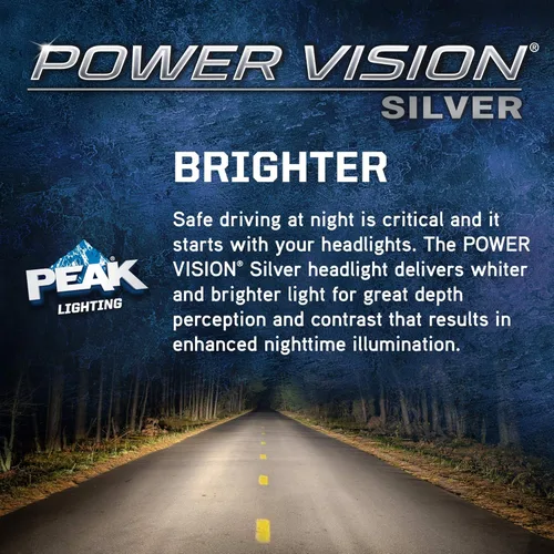 Vista 5 de PEAK Power Vision - Faros delanteros plateados de alto rendimiento 9004/HB1 de 65 W (paquete de 2)