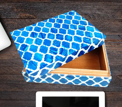 Vista 2 de Cajas de almacenamiento decorativas hechas a mano con tapas, decoración estética, caja de memoria