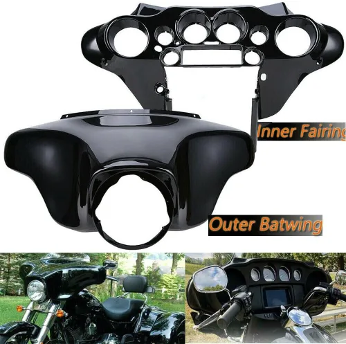 Vista 5 de Carenado interior y exterior de murciélago para Harley Touring Electra Street Glide 1996-2013 FLHT FLHTC FLHTCU FLHX Negro 2012 2011 2010 2009 2008