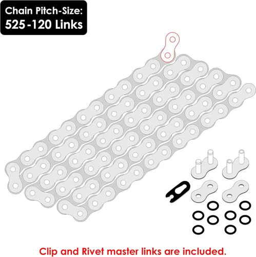 Vista 2 de Caltric Kit de cadena de transmisión y piñón de junta tórica negra compatible con Suzuki DL650 DL650A DL650Se 2004-2016