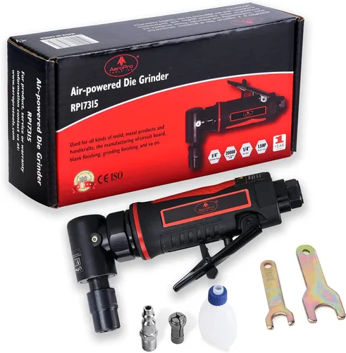 Vista 7 de AEROPRO HERRAMIENTAS 1/4-pulgadas Amoladora de ángulo de pistola de agarre de aire AP17315 con colector de 1/4, 20000 RPM