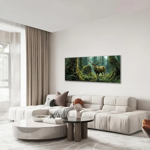 Vista 4 de Arte de pared grande de ciervos del bosque para sala de estar, decoración de pared de ciervos para dormitorio, bosques, cuadros de árboles