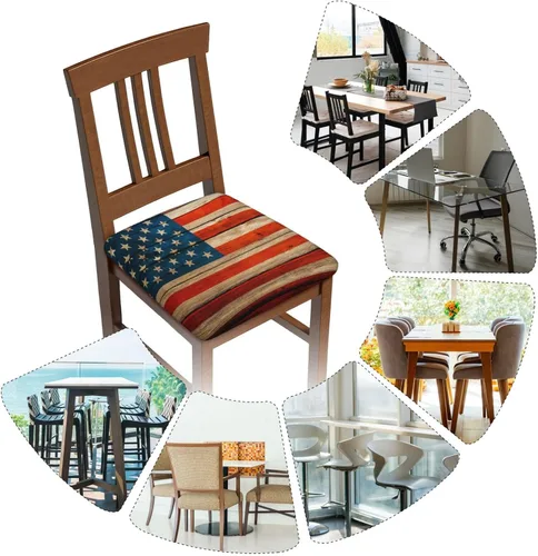 Vista 6 de Juego de 2 fundas de asiento extraíbles para silla de comedor, diseño de bandera americana, fundas elásticas para silla de oficina, cocina