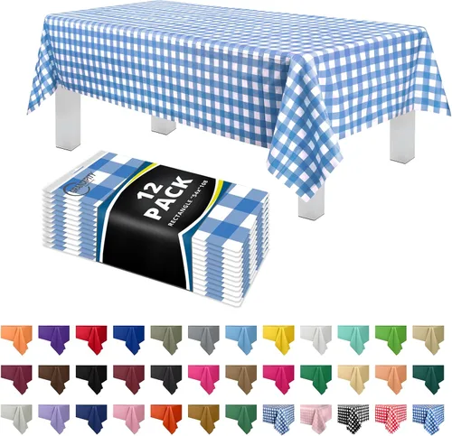 Vista 18 de Mantel de plástico de alta calidad - 54 in. x 108 pulgadas. Grandipity - Mantel rectangular (6 y 12 unidades), Agua (Aqua)