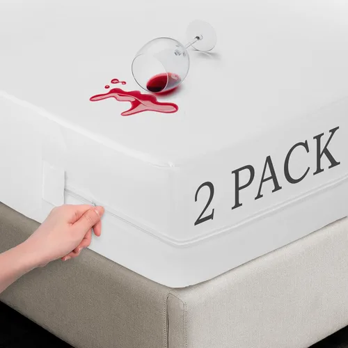 Vista 12 de LUX Décor - Funda de colchón con cremallera tamaño Queen, a prueba de chinches, 100% impermeable, protector de colchón de 14 pulgadas