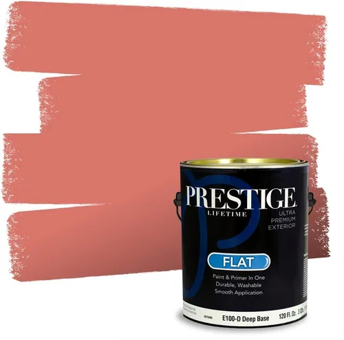 Vista 129 de Prestige Paints E100-T-SW6591 Pintura exterior e imprimación en uno, 1 galón, plano, combinación comparable de Sherwin Williams Amaryllis, 1 galón