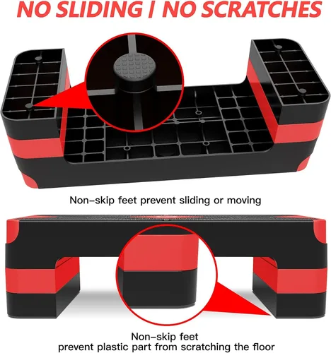 Vista 3 de Escalón de ejercicio aeróbico, escalón aeróbico ajustable para ejercicio, plataforma de entrenamiento para escalonar, plataforma de pasos de 26.5