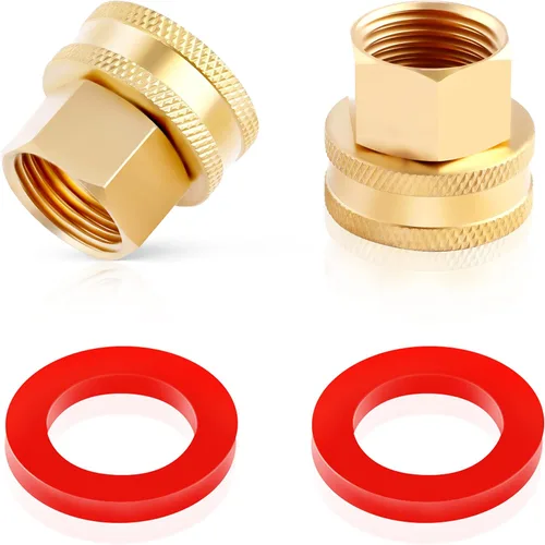 Paquete de 2 mangueras de jardín de latón sin plomo roscadas 3/4 pulgadas GHT a 1/2 NPT adaptador