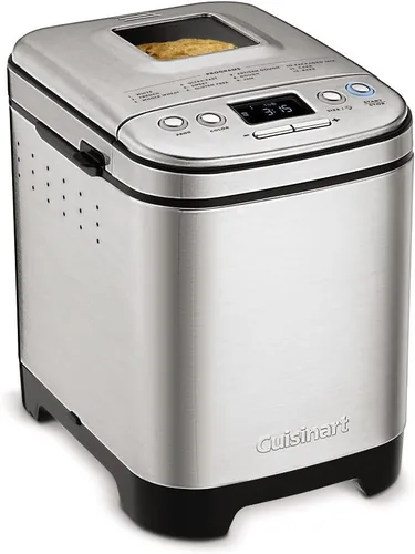 Vista 2 de Cuisinart Máquina para hacer pan, compacta y automática, ajustes personalizables, panes de hasta 2 libras, CBK-110P1, máquina de plata y helados