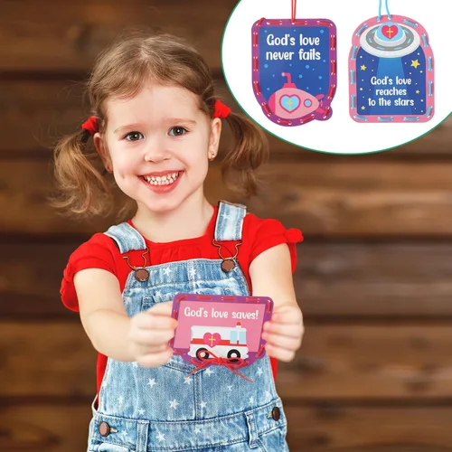 Vista 5 de Skyygemm Juego de 36 tarjetas religiosas con cordones, diseño de amor de Dios, Jesús, cristiano, tarjetas de costura para preescolares con 3