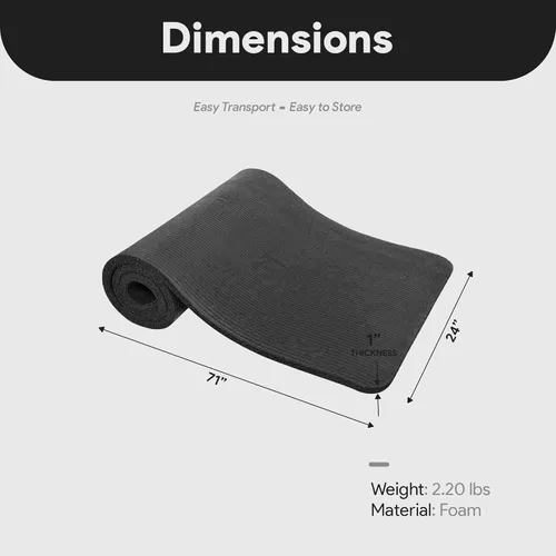 Vista 4 de BalanceFrom GoCloud All-Purpose 1-Inch Extra Thick High Density Anti-Tear Exercise Yoga Mat with Carrying Strap