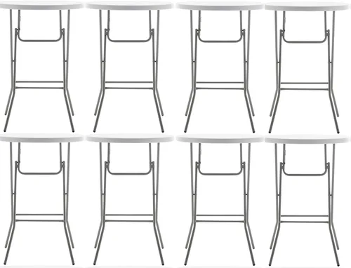 Vista 13 de BTExpert Mesa Plegable de Plástico de Granito Blanco Redonda de 32" Altura de Barra de 43" Mesa Comercial Portátil Mesa de Banquete Tarjeta Café