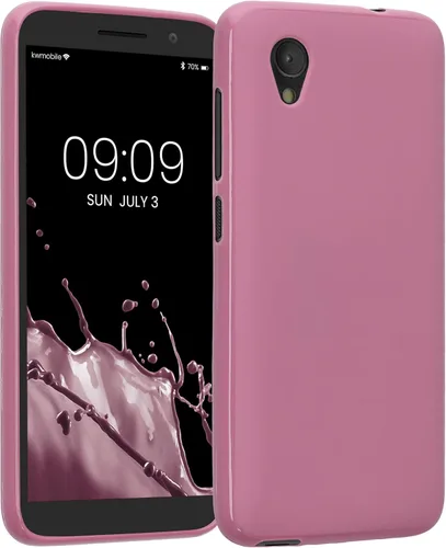 kwmobile Funda compatible con Alcatel 1 (5.0") - Funda protectora de silicona TPU suave y delgada - Rosa oscuro