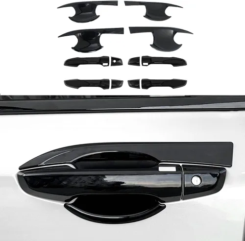 12 piezas ABS negro brillante automotriz exterior manija de puerta cubierta exterior decoración marco marco accesorios para Honda CRV 2017 2018 2019
