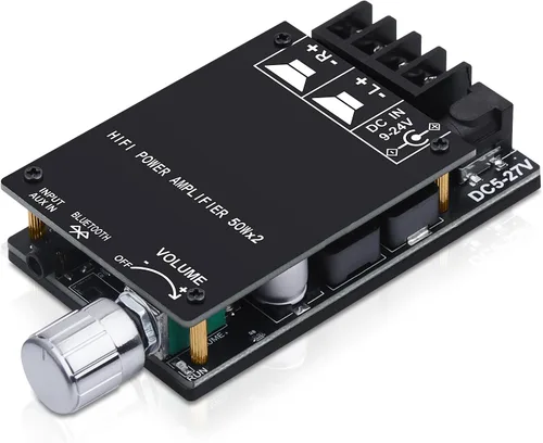 Vista 9 de Placa de Amplificador Bluetooth ARRAROWN ZK-1002T 2.0CH 100W*2 Mini AMP de Audio con Control de Agudos y Graves, Entradas BT y AUX, Módulo de AMP