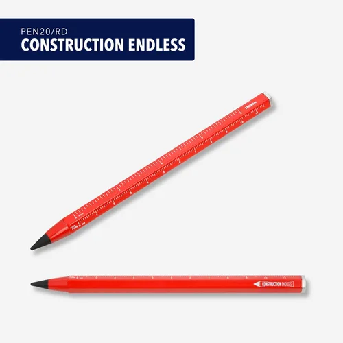 Vista 2 de Troika CONSTRUCTION ENDLESS – PEN20/RD – Lápiz multitarea con punta de escritura sin fin sostenible – HB, borrable, irrompible, sin afilar