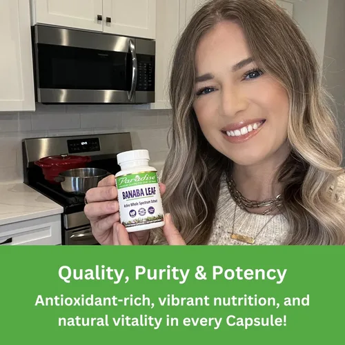 Vista 4 de Paradise Herbs Hoja de plátano 250 mg de extracto activo de espectro completo Vegano Sin OMG 180 cápsulas vegetarianas sin gluten