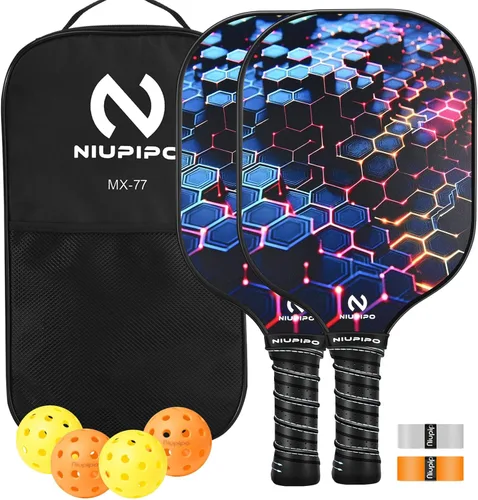 Vista 12 de niupipo Pickleball Paddles Set of 2 or 4, USAPA Approved Fiberglass Pickleball Paddle Set with Balls and Bag, Polypropylene Honeycomb Core