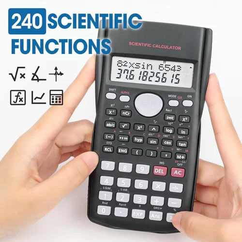 Vista 3 de Paquete de 24 calculadoras científicas a granel, pantalla grande de 2 líneas, 240 funciones, calculadoras científicas para estudiantes, calculadora