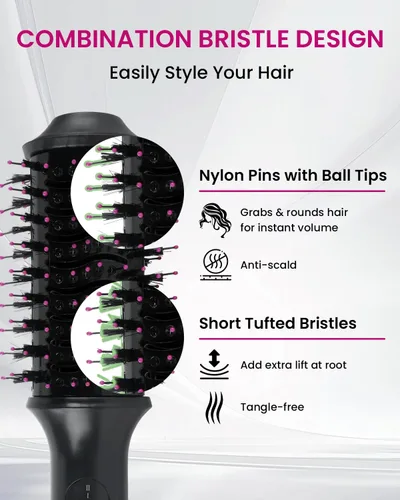 Vista 7 de Cepillo Secador de Pelo, Secador de Pelo con Cepillo 4 en 1, Estilo con Aire Caliente, Cepillo para Secado y Volumización con Tecnología Iónica