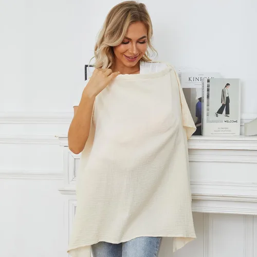 Vista 2 de PPOGOO Funda de lactancia de muselina para lactancia materna, transpirable, para mamá, 100% algodón, con aro rígido para lactancia materna (beige)